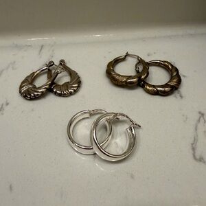Vintage sterling silver hoop earring lot